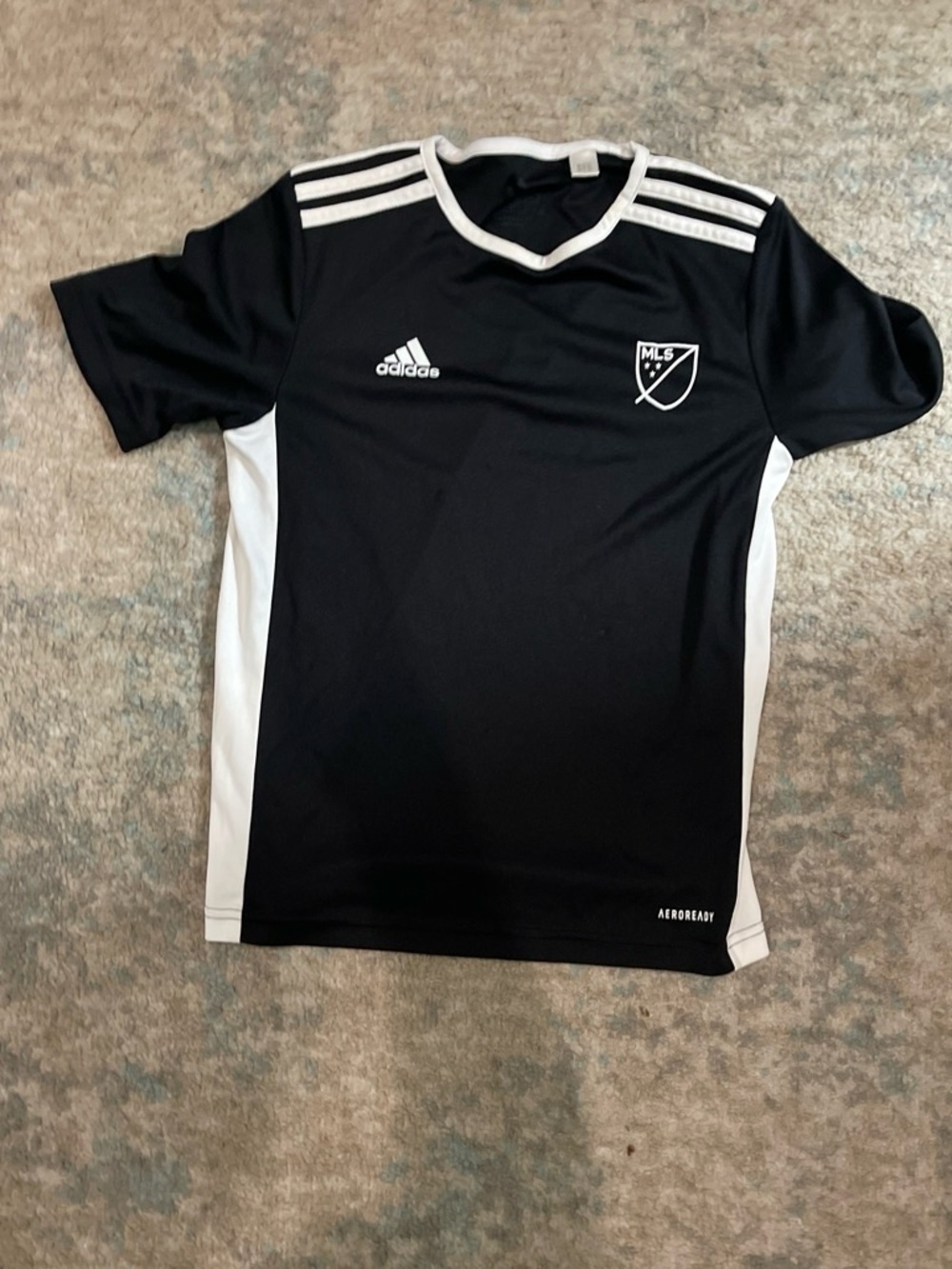 adidas Black and White Kids MLS Short Sleeve Soccer Top